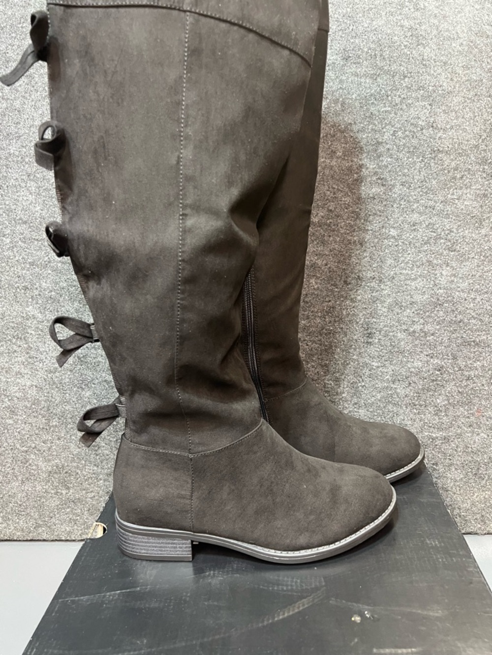 Torrid Bow Back OTK Boot - Faux Suede Black Size 9.5 WW - Picture 2 of 11